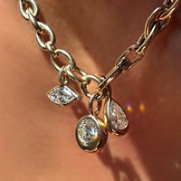 Pendentif vintage en bambou, 12 pierres de naissance, forme goutte d'eau irrégulière et ronde, à assembler librement, pour sac, collier, porte-clés, accessoires transfrontaliers