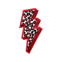 Patch brodé thermocollant à sequins et paillettes rouges à motif à carreaux et étoiles, série sportive DIY pour casque GAME DAY