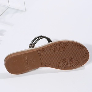 Sandales plates à orteils pour femmes avec strass, chaussures glamour, tongs plates, pantoufles d'extérieur, chaussures d'été Sexy pour dames, collection <span class=keywords><strong>2023</strong></span> - Product Image 6