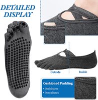 Can Logo personnalisé Chaussettes de yoga pour femmes Pilates Chaussettes avec poignées Chaussettes antidérapantes à cinq doigts
