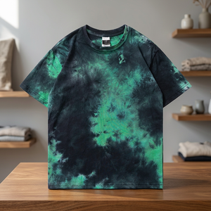 Fashion Heavyweight Tie-Dye <b>Graphic</b> <b>Tee</b> 180gsm Cotton/Bamboo Fiber Knitted Soft Gradient Color Unisex Streetwear Eco-Friendly - Product Image 3