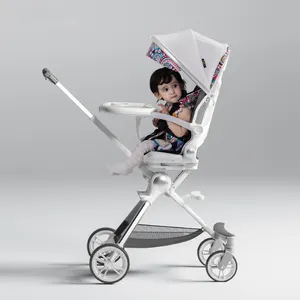 Best Selling Luxury One-click Folding Kids Baby Pram Stroller Easy Folding Portable Baby Stroller With Dinning Chair