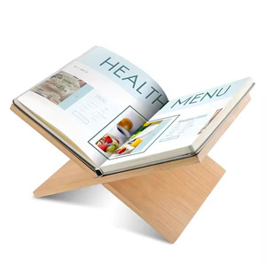 Bamboo Book Stand For Cooking Recipe Books Magazine <b>Rack</b> Reading Shelf Minimalist Design Eco Friendly <b>Kitchen</b> Organization - Product Image 5