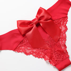 Noel kadınlar seksi yay seksi dantel-up külot dikiş buz ipek iç çamaşırı büyük boy düşük bel kadın külot - Product Image 5