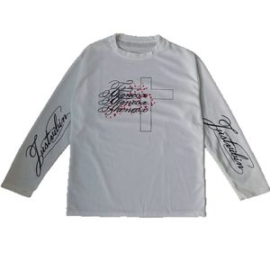 Camisetas Extra Grandes de Algodón de 300 g/m², Blancas Lisas, 100% Algodón para Hip Hop, Camisas de Hombre Manga <span class=keywords><strong>Larga</strong></span>, Magliette Da Uomo - Product Image 4