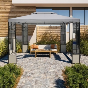 Pavillon gazebo de jardin en métal vintage avec cadre en acier et matériau de voile en PC traité sous pression, carports et auvents inspirés de la nature - Product Image 6
