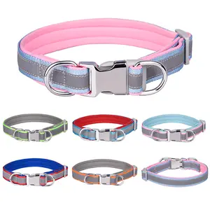 2023 New Pet Collar Metal Tag Buckle OEM/ODM Polyester Soft Breathable Reflective Adjustable Dog Cats Collar