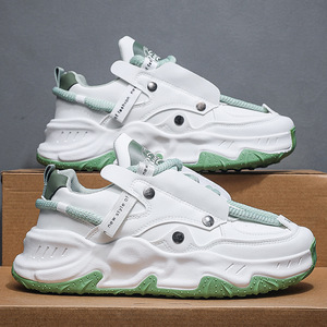 Zapatillas deportivas de plataforma para hombre, con diseño de parches a la moda, con cordones, informales, antideslizantes, con suela gruesa, estilo Dad Shoes para uso diario. - Product Image 2