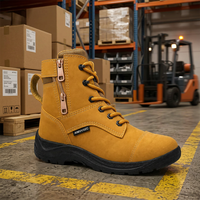 Bottes de travail montantes AIMVVSEC à embout d'acier, lacets et fermeture éclair latérale, en cuir nubuck, semelle en caoutchouc pour la construction, l'usine et l'exploitation minière