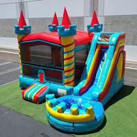 Toboggan aquatique gonflable en PVC de 0,55 mm, facile à installer, 4x7m/4x8m avec souffleur, pour événements communautaires d'églises et usage commercial