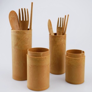 أدوات مائدة صديقة للبيئة قابلة لإعادة الاستخدام مصنوعة من ألياف الخشب، تشمل عيدان الطعام والملاعق والشوك مع حافظة، قابلة للتخصيص - Product Image 6