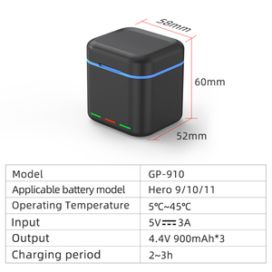Cargador de Batería Triple para <span class=keywords><strong>Gopro</strong></span> <span class=keywords><strong>9</strong></span>/10/11, <span class=keywords><strong>Precio</strong></span> de Fábrica, Sin Batería, para Accesorios <span class=keywords><strong>Gopro</strong></span> - Product Image 6