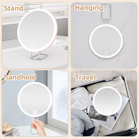 Miroir cosmétique de voyage à LED tactile intelligent à luminosité réglable, à double grossissement, personnalisé, OEM ODM, vente en gros, MoonlitGlow