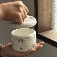 Bol à dessert en céramique florale française Lelyi avec couvercle, pot de rangement pour bonbons, pot à épices, prêt pour le micro-ondes, boîte de rangement pour bijoux, écologique