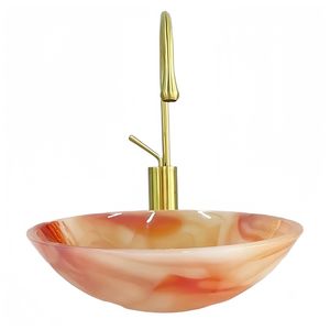 Lavabo rond moderne en verre avec design en <span class=keywords><strong>onyx</strong></span> de <span class=keywords><strong>pierre</strong></span> naturelle de luxe, facile à nettoyer, pour salle de bain d'hôtel - Product Image 6