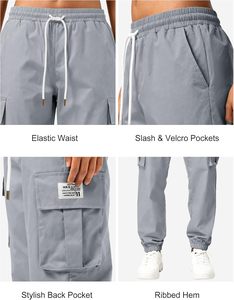 Pantalones <span class=keywords><strong>Cargo</strong></span> Casuales para <span class=keywords><strong>Hombre</strong></span> HOTake, Cintura Media, Elásticos, con Cordón Ajustable, Pantalones de Senderismo con Múltiples Bolsillos, 100% Poliéster - Product Image 6