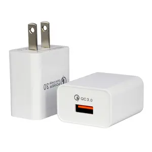 Adaptor Charger Perjalanan Dinding USB, Charger Ponsel Cepat, Colokan EU 12V 18W 3Amp QC 3.0