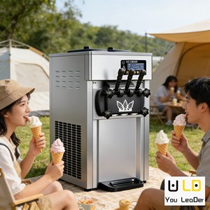 Máquina de Helado Suave Comercial de Acero Inoxidable LD - 1900W 220V/110V, Garantía de Un Año, Mini Máquina Automática de Helado Suave - Product Image 1