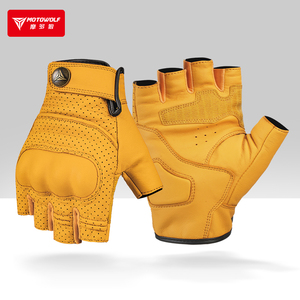 Gants de <span class=keywords><strong>moto</strong></span> en <span class=keywords><strong>cuir</strong></span> véritable MOTOWOLF GM1-C, gants de <span class=keywords><strong>moto</strong></span> à demi-doigts pour l'été, gants de motocross - Product Image 3