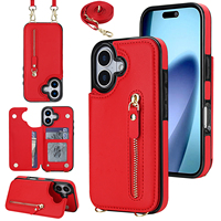 Étui de téléphone magnétique antichoc avec fermeture éclair et cordon pour iPhone 8 Plus/XR/11/12/13/14/15/16/17