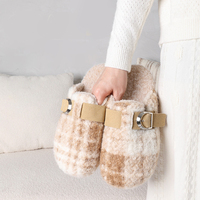 Zapatos Boken de terciopelo con suela gruesa y suave antideslizante para otoño e invierno, zapatos de algodón de una sola pieza.