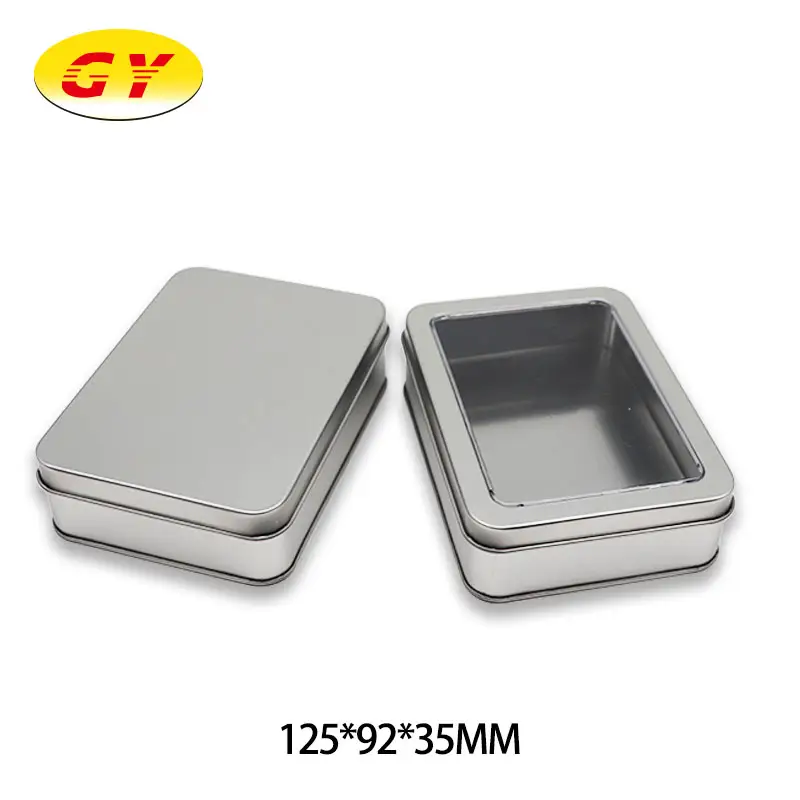 Good rectangle silver tin cans for food packaging hinged lid tin box