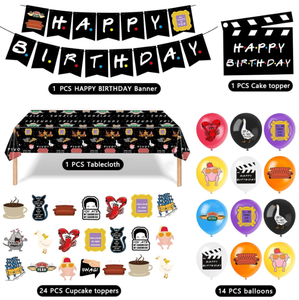 Kit de Artículos para Fiesta de <span class=keywords><strong>Cumpleaños</strong></span> de la Serie de TV Friends: Banderas, Guirnaldas, Mantel, Decoración para Pastel, Decoraciones para Cupcakes, Globos de Látex Impresos - Product Image 5