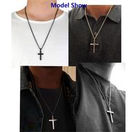 Collier avec pendentif croix de jésus pour homme, chaîne à maillons, en acier inoxydable, or et argent noir, prière, bijoux pour Couple, ami, nouveauté tendance,