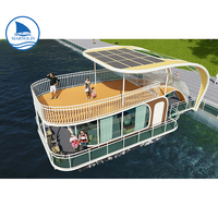 Maison en bateau flottant de luxe, conteneur d'hôtel en eau