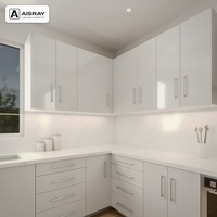 Meuble de cuisine en contreplaqué avec portes laquées brillantes, aménagement en U moderne, rangement par tiroirs, projets de maison et unités modulaires