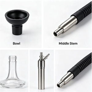 Cachimba de Acero Inoxidable Alemán de Alta Gama de 69 cm con Espejo, Set de Cachimba Grande Portátil Árabe Ecológica con Funda - Product Image 4