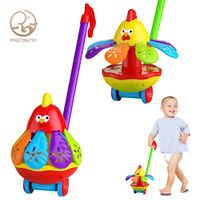Vente en gros Jouet pour enfants poussins Jouet unisexe à main pour bébé Chariot à pousser Marchette Jouet éducatif et rotatif pour apprendre à ramper et à jouer en toute sécurité