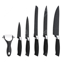 Ensemble de couteaux de cuisine modernes Santoku Chef en acier inoxydable, manche en bois, revêtement antiadhésif écologique, poignée réglable