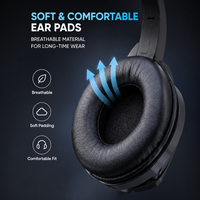 Headset Gaming dengan Mikrofon, Driver 50mm, Suara Stereo, Headband yang Dapat Disesuaikan, Peredam Kebisingan Aktif (ANC), Tahan Air IPX-4