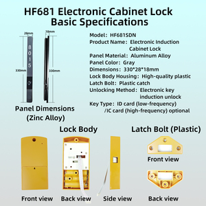 Serrure de <span class=keywords><strong>placard</strong></span> RFID HF681SDN au design élégant, hauteur 330 mm, avec <span class=keywords><strong>clé</strong></span> étanche pour dressing et armoire de rangement de chambre - Product Image 3