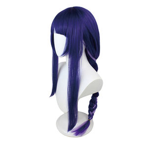 Peluca de <span class=keywords><strong>Cosplay</strong></span> de Anime General de Genshin Impact Thunder con cuero cabelludo de simulación de silicona y trenza de flor de cáñamo para juego de rol - Product Image 1