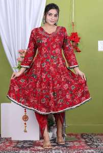 Nuevo Traje ANARKALI Étnico de Rayón, Superventas, con Cuello y Pantalón con Trabajo a Mano, Dupatta para Mujer, Ropa de Fiesta, Materiales Reciclados, para Todas las Temporadas - Product Image 3
