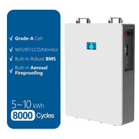 Batterie de stockage d'énergie solaire pour système domestique, fabriquée en usine, onduleur intelligent BMS, 8000 cycles, 51,2 V, 10 kWh, 200 Ah