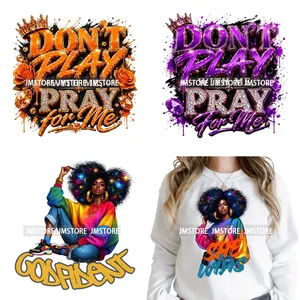 Don't Play With <span class=keywords><strong>Me</strong></span> Pray for <span class=keywords><strong>Me</strong></span> - Adesivi Termotrasferibili DTF Lavabili Pronti all'Uso <span class=keywords><strong>per</strong></span> Vestiti - Donna Afroamericana Urbana Religiosa - Product Image 1