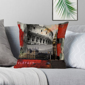 ใหม่สไตล์อังกฤษลอนดอนสิ่งทอหน้าแรกตกแต่งโซฟาผ้าฝ้ายวินเทจผ้าลินินสีชมพูหมอนสีแดง - Product Image 6