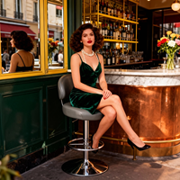 Tabouret de bar pivotant et réglable pour les utilisateurs des bars et bistrots en Europe et en Amérique, siège rembourré, dossier ergonomique, base chromée, salon, bar à domicile