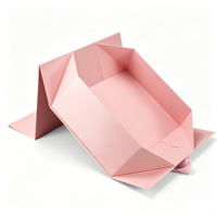 Boîte cadeau en carton de luxe pliable rose avec ruban, logo personnalisé, recyclable, pour bijoux, mariage, anniversaire