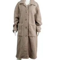 थोक कस्टम लोगो धूल कोट देवियों जैकेट आकस्मिक सर्दियों नरम सामने जेब महिलाओं ऊन भेड़ का बच्चा जैकेट