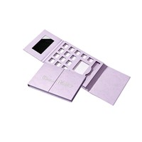 Boîte de palette d'ombres à paupières magnétiques brillantes personnalisées, emballage en carton gris avec miroir, étui cosmétique de luxe rechargeable