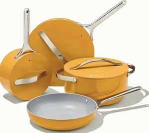 Lot de 7 ustensiles de cuisson <span class=keywords><strong>en</strong></span> <span class=keywords><strong>fonte</strong></span> émaillée antiadhésive, batterie de cuisine robuste pour <span class=keywords><strong>induction</strong></span> - Product Image 3