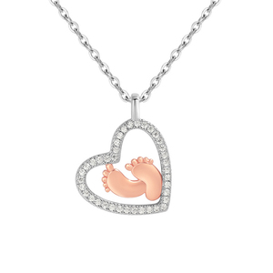 2024 regalos del Día de la madre amor huellas bebé amor huellas color separación corazón zirconia Collar para mujeres a <span class=keywords><strong>mi</strong></span> hija - Product Image 1