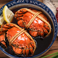 Crabe femelle entier précuit surgelé avec une riche pâte rouge marinée au vin de Shaoxing Hua Diao