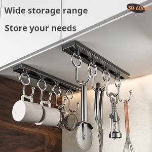 <span class=keywords><strong>Rack</strong></span> de utensílios com 8 ganchos removíveis para colher de toalha, <span class=keywords><strong>rack</strong></span> suspenso montado na parede para churrasco, organizador de cozinha, ganchos deslizantes - Product Image 2