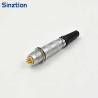 Connecteur RF circulaire Sinztion Série S 00S, femelle, demi-lune, à gorge, coaxial, push-pull, avec contact plaqué or