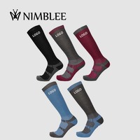 Chaussettes d'équitation longues unisexes en laine, avec logo personnalisé, jacquard, coussinées jusqu'au genou